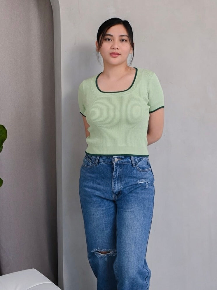 Priscilla Ribbed Knit Square NeckTop