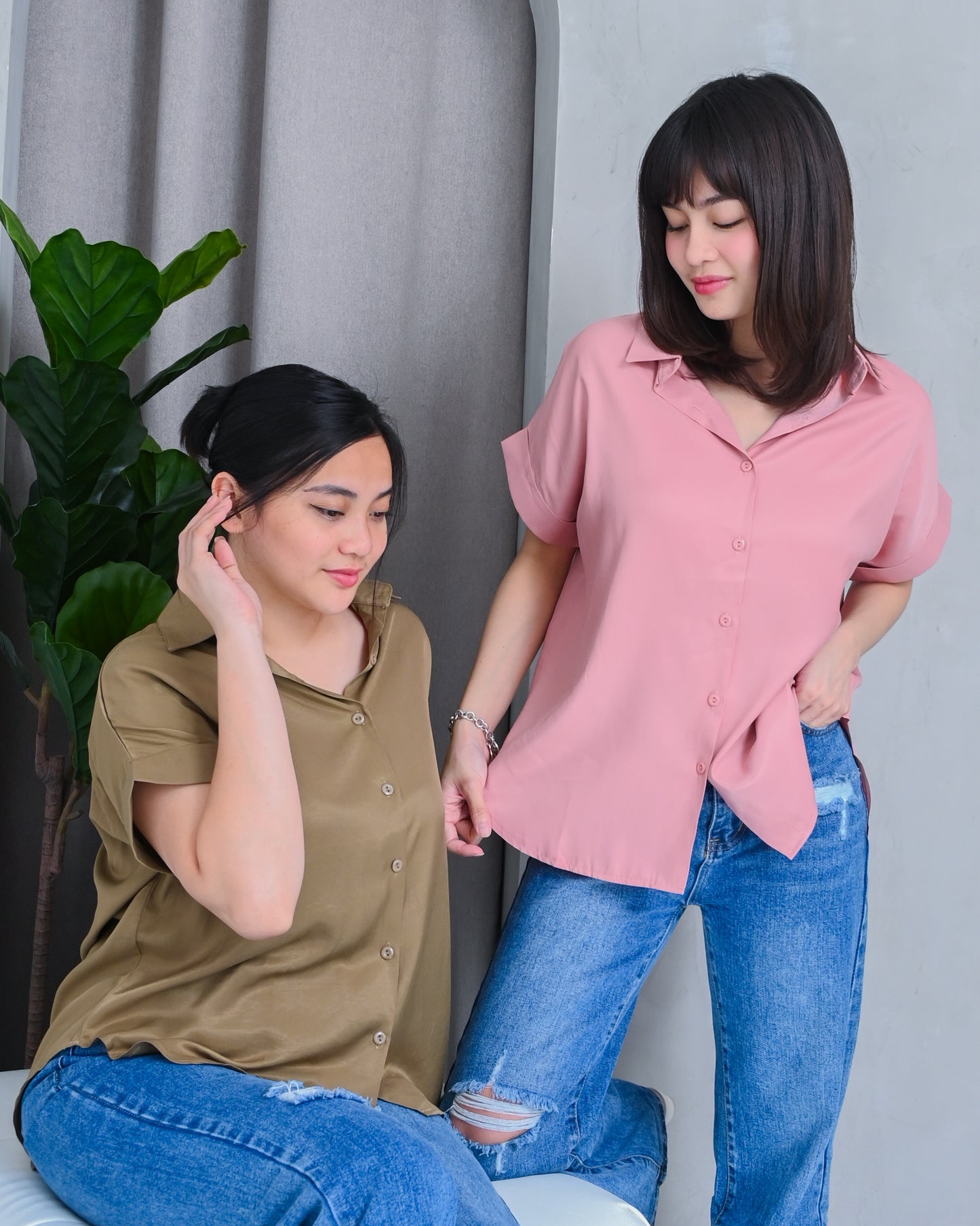 Cielo Oversized Button-Down Polo Top