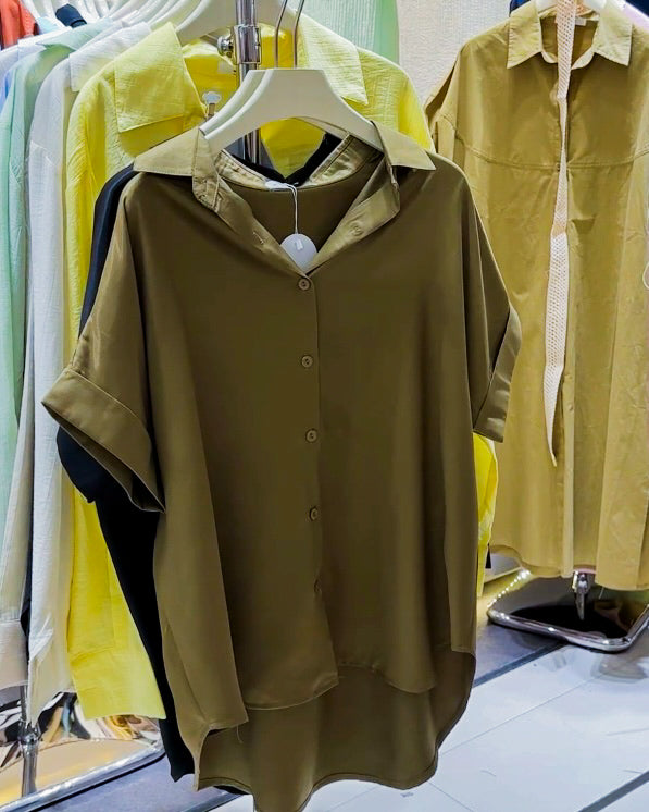 Cielo Oversized Button-Down Polo Top