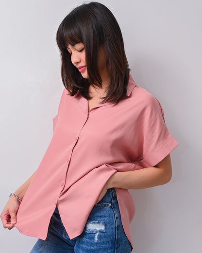 Cielo Oversized Button-Down Polo Top
