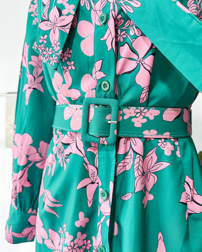 Lilia Floral Belted Ruffle Dress
