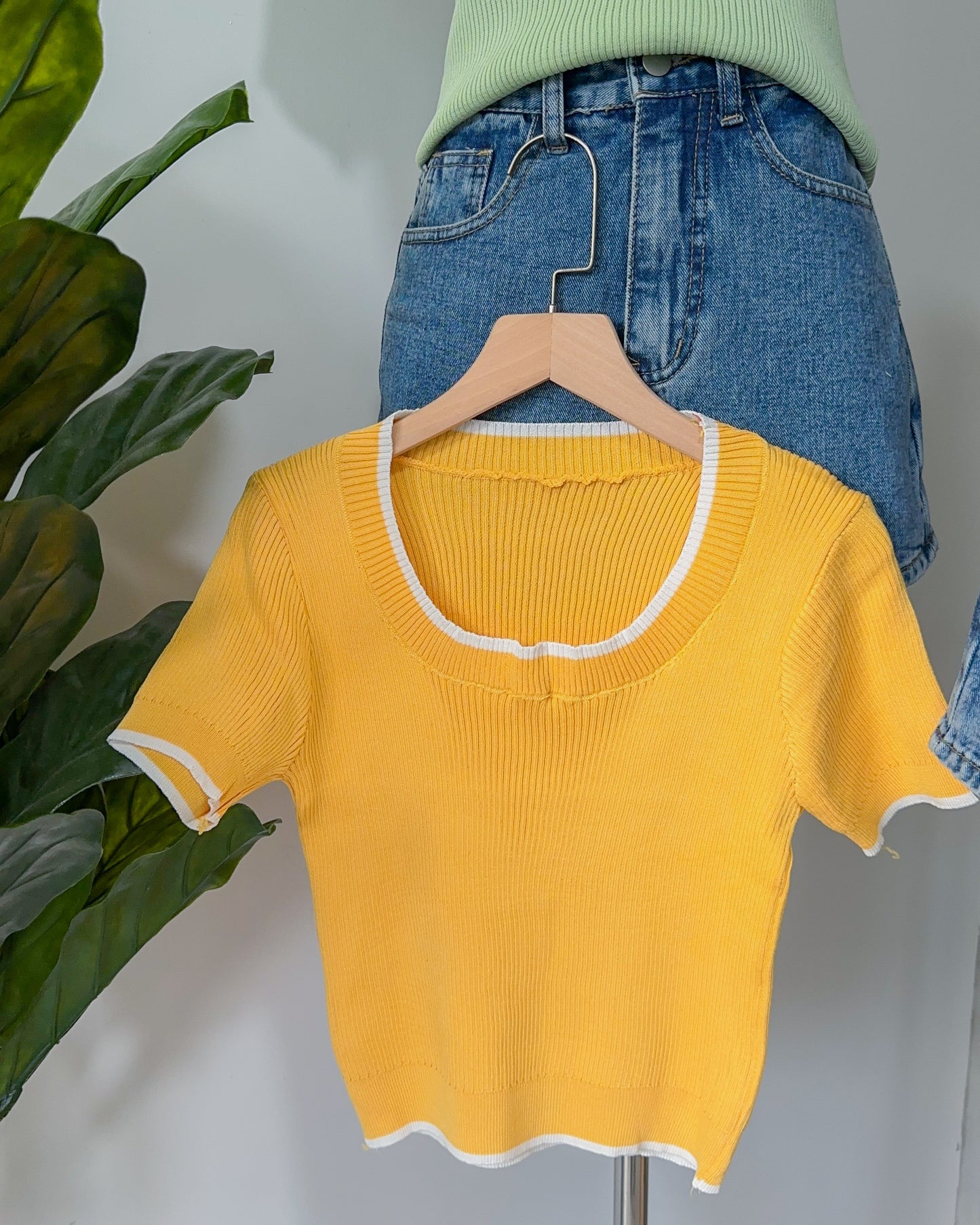 Priscilla Ribbed Knit Square NeckTop