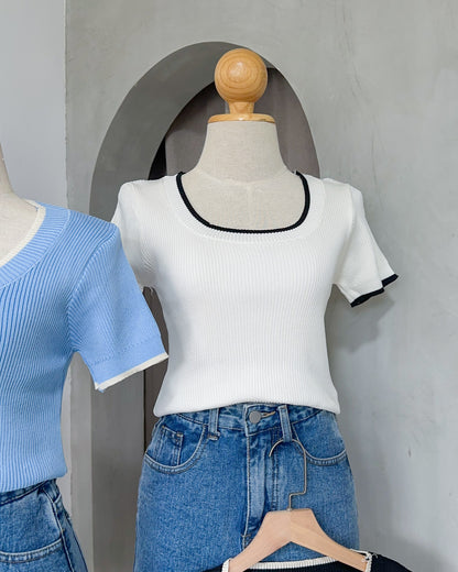 Priscilla Ribbed Knit Square NeckTop