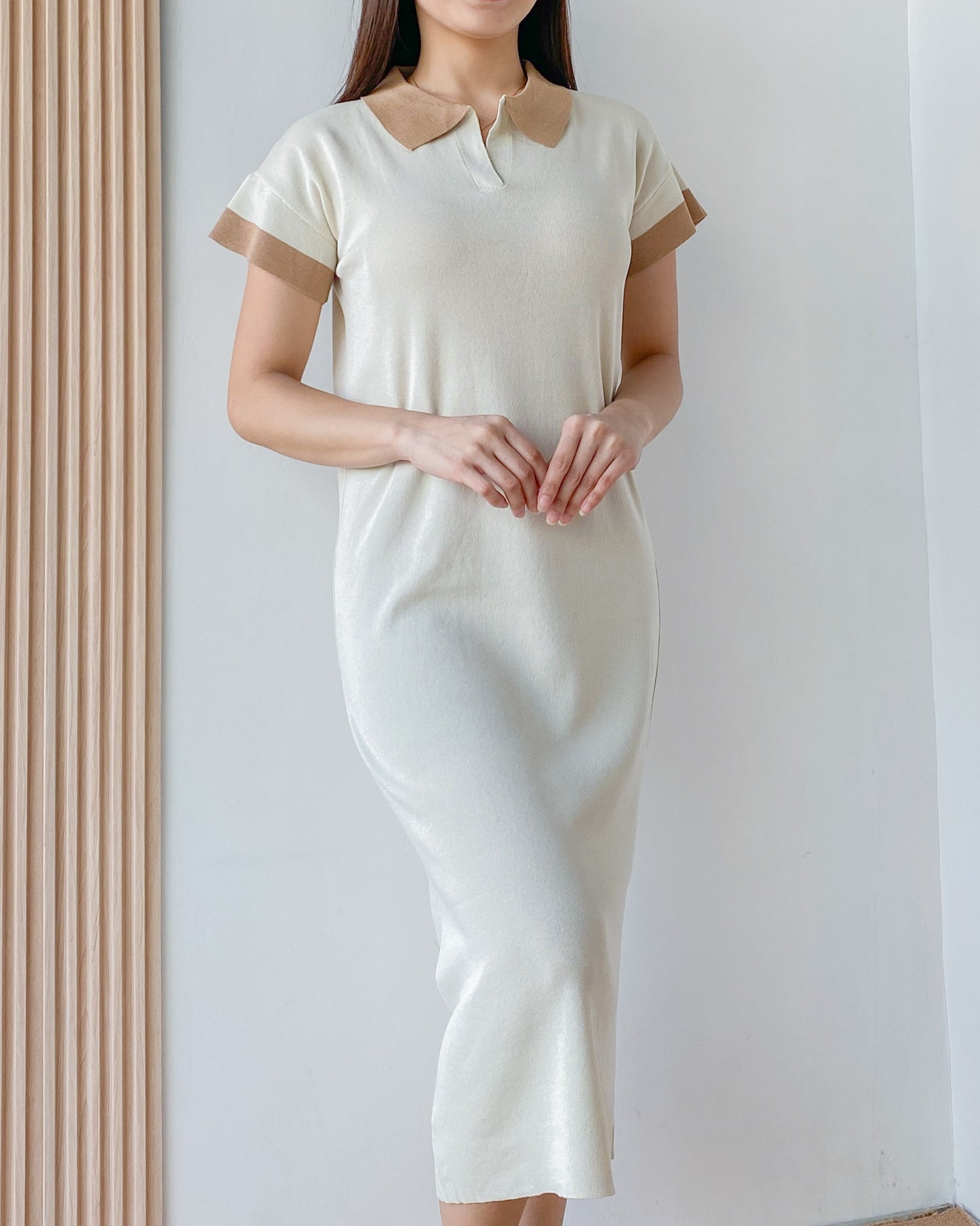 Lucca Stretchable Knit with Collar Dress