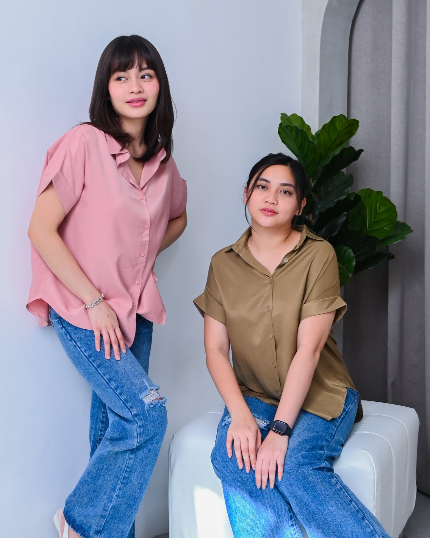 Cielo Oversized Button-Down Polo Top