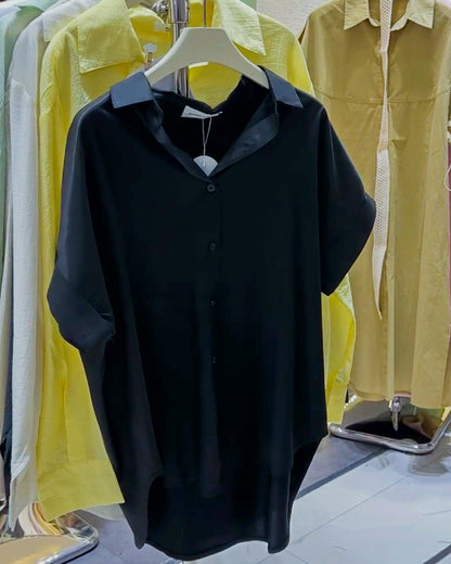 Cielo Oversized Button-Down Polo Top