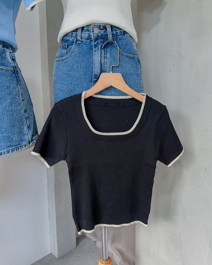 Priscilla Ribbed Knit Square NeckTop