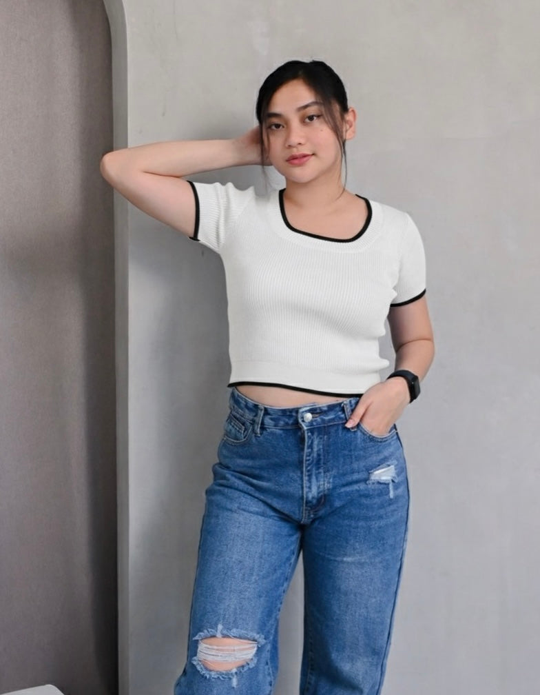 Priscilla Ribbed Knit Square NeckTop