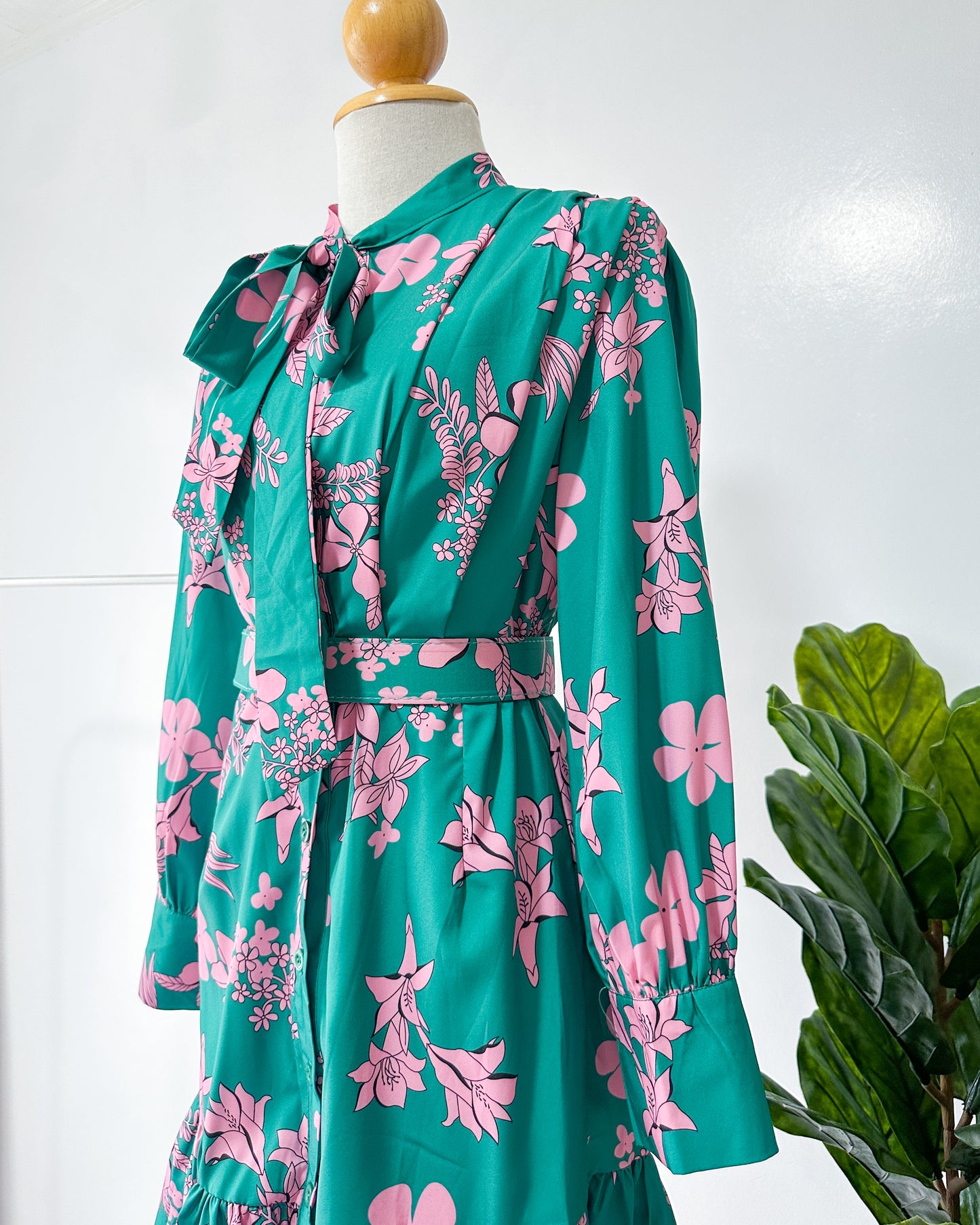 Lilia Floral Belted Ruffle Dress