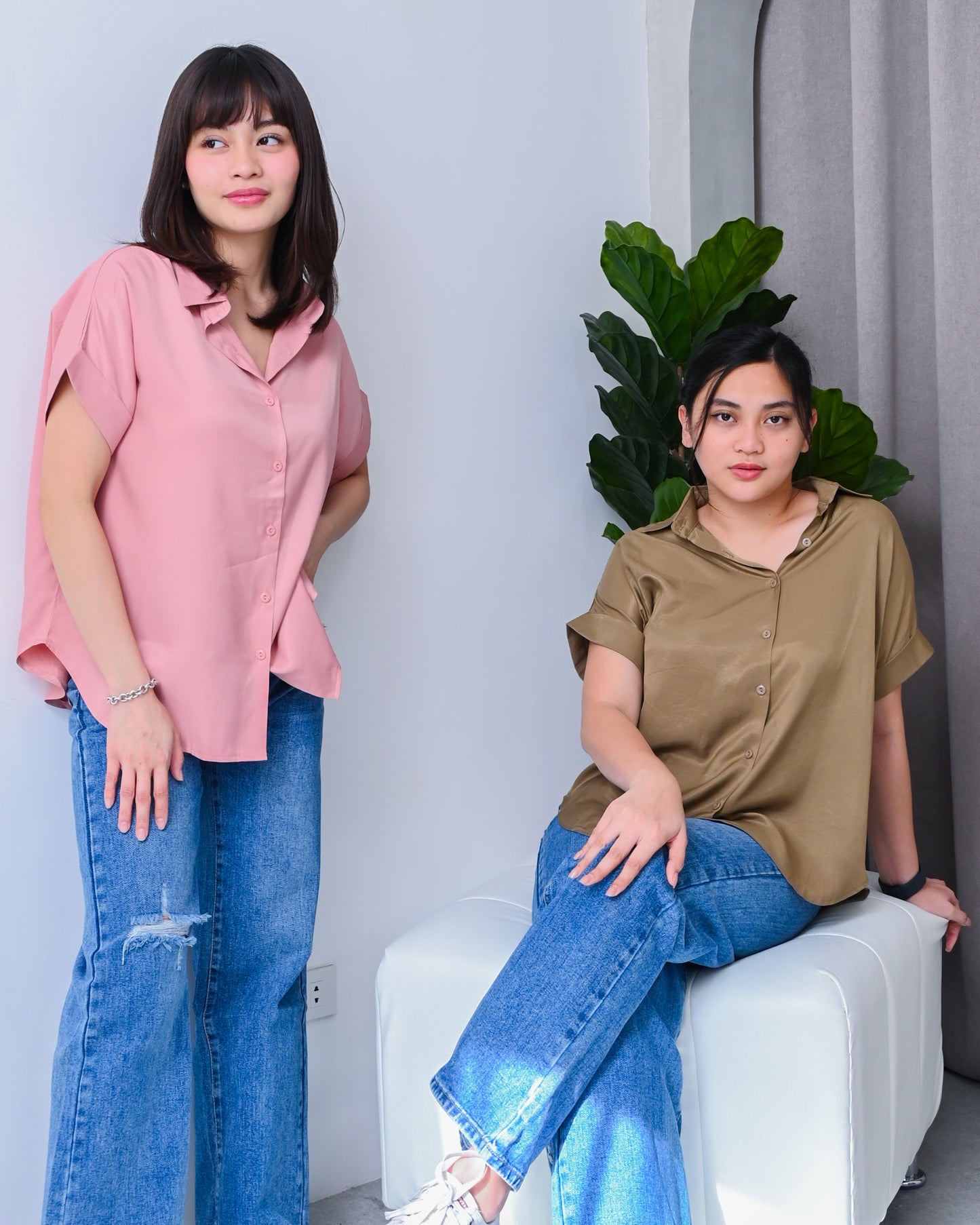 Cielo Oversized Button-Down Polo Top