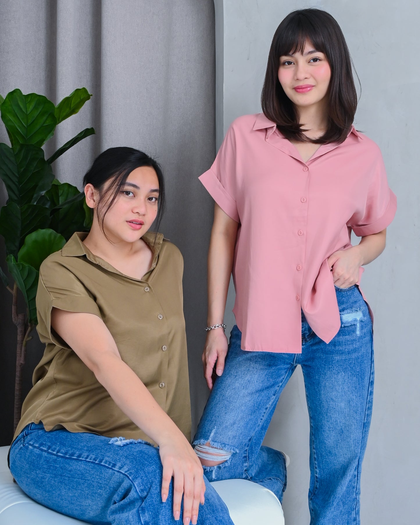 Cielo Oversized Button-Down Polo Top