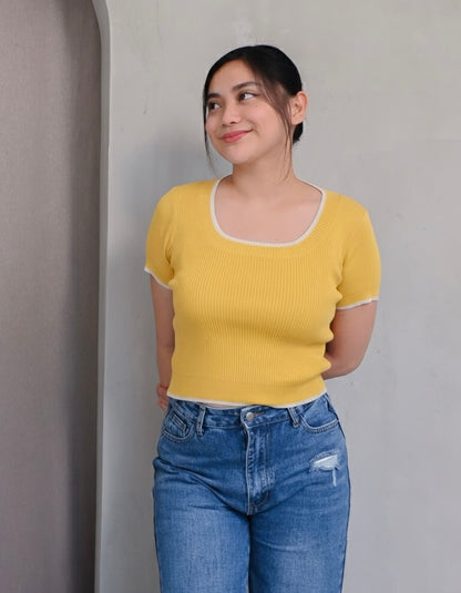 Priscilla Ribbed Knit Square NeckTop