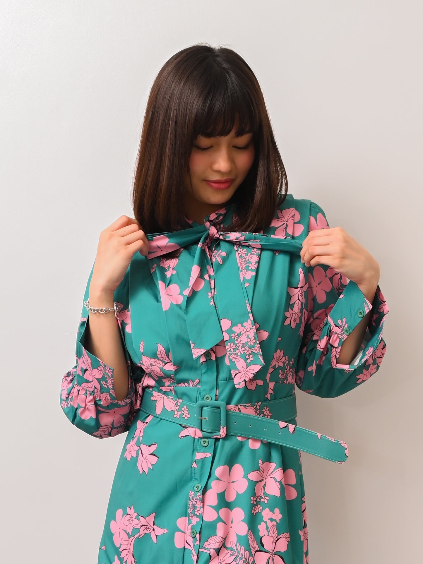 Lilia Floral Belted Ruffle Dress