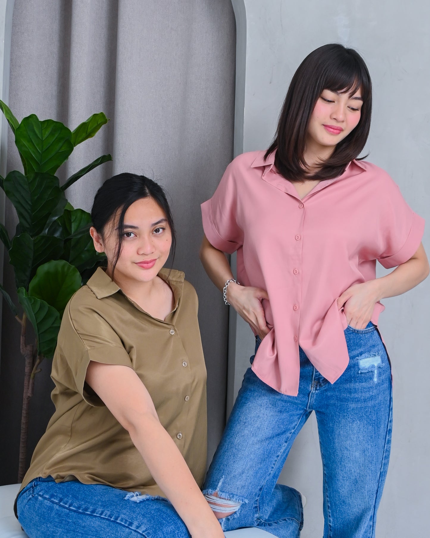 Cielo Oversized Button-Down Polo Top