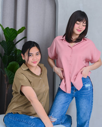 Cielo Oversized Button-Down Polo Top