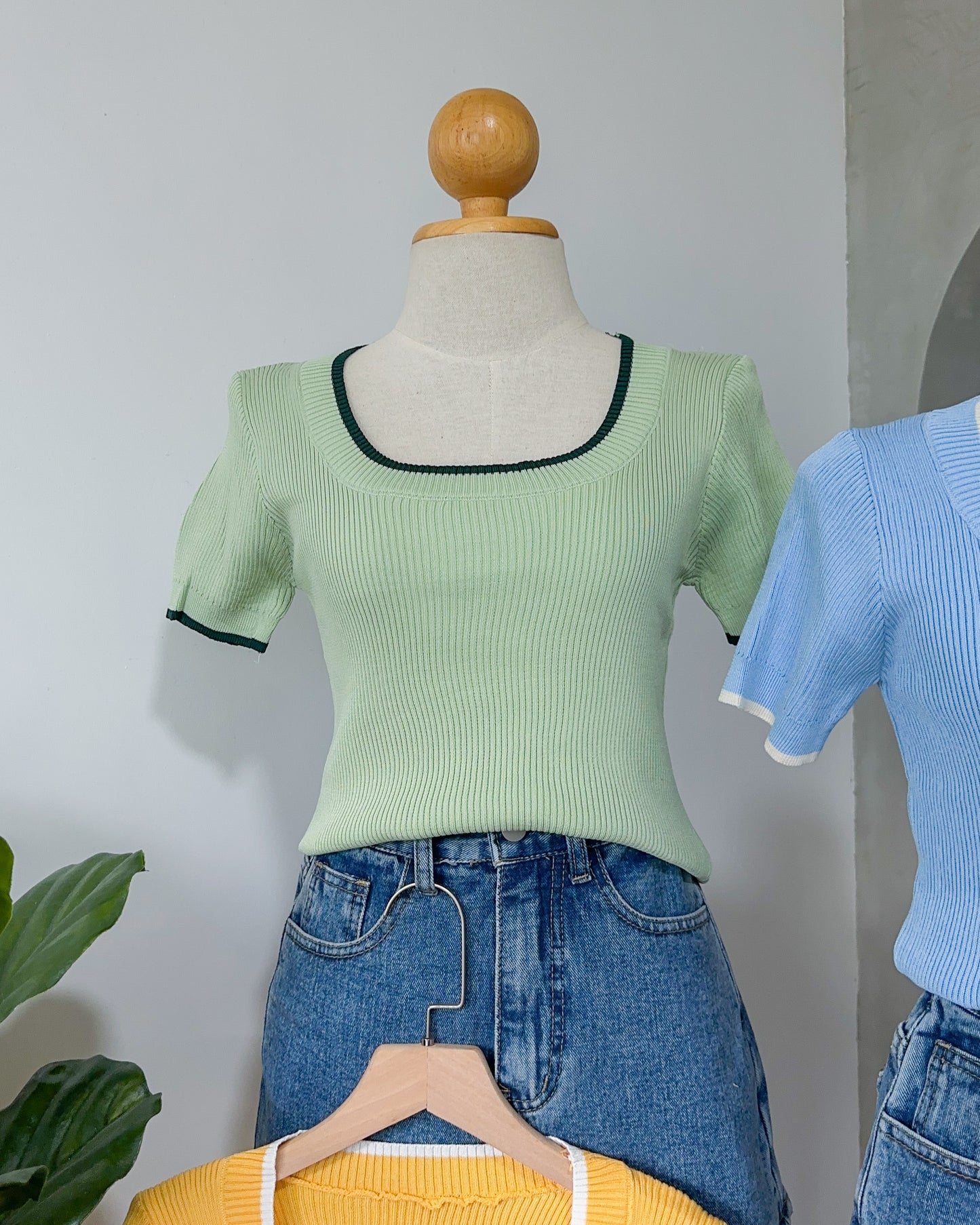 Priscilla Ribbed Knit Square NeckTop